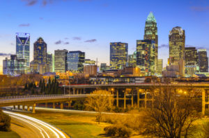 This image is of a city skyline in north carolina