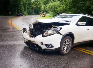 White SUV damaged in a charlotte car accident