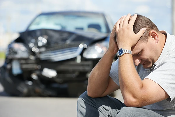Confused man after wreck
