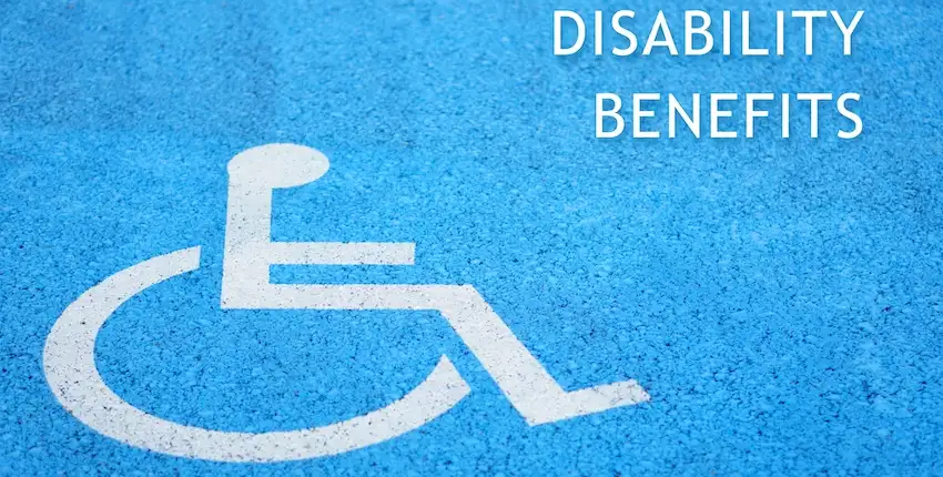 The handicap logo and words "DISABILITY BENEFITS" represent a disability lawyer.